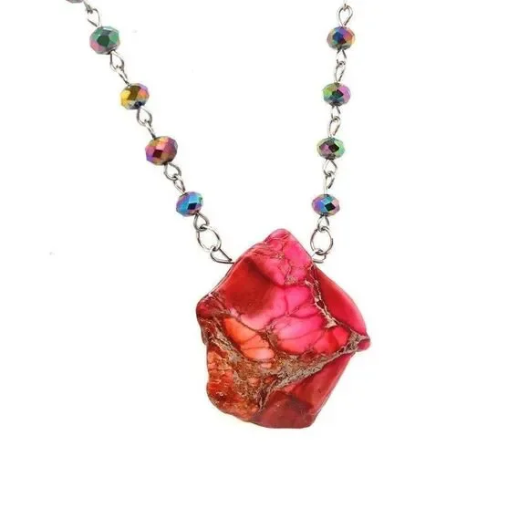 Pink Stone Long Necklace (n1) - Picture 3 of 4